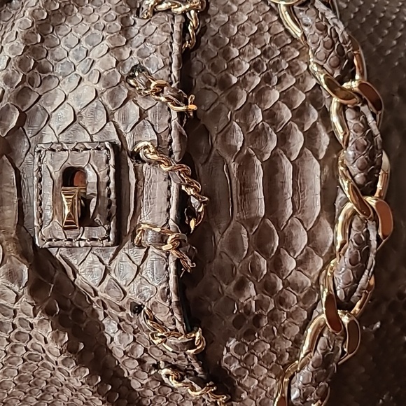 Zagliani python shoulder bag w/ magnetic flap and chain - Picture 2 of 13